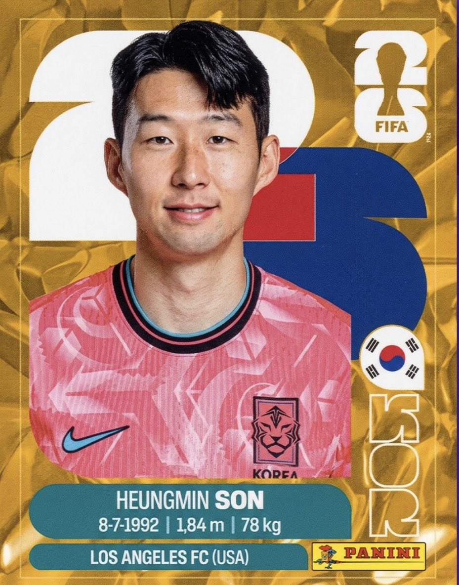EL STICKER DE SONNY🔥🇰🇷

El mundial está cada vez más cerca y con él llegará el álbum de estampas de PANINI.

Hoy se ha filtrado la estampa de Son Heung-min en versión dorada (estará disponible en EEUU 🇺🇸) 

¿Les gusta? 👀