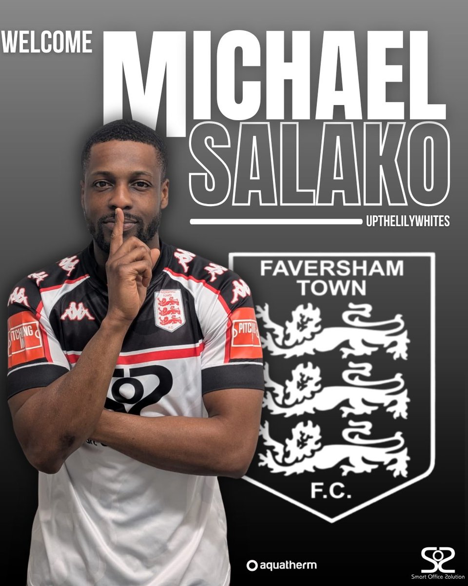 FavershamTownFC's tweet photo. Welcome Michael Salako to Faversham Town F.C. ⚪⚫

Michael joins us from Heybridge Swifts F.C., and brings a wealth of experience having previously featured for Herne Bay F.C., Cambridge City F.C., Sittingbourne F.C. and Canvey Island F.C..

Manager Tommy Warrilow said:
“It’s been no secret we’ve been missing something up front, and Michael fits the criteria perfectly as a goalscorer. It wasn’t long ago he was scoring an abundance of goals for Herne Bay, and we’re confident he can bring that quality to us.
  Welcome, Michael 🦁🦁🦁 
#UpTheLilywhites