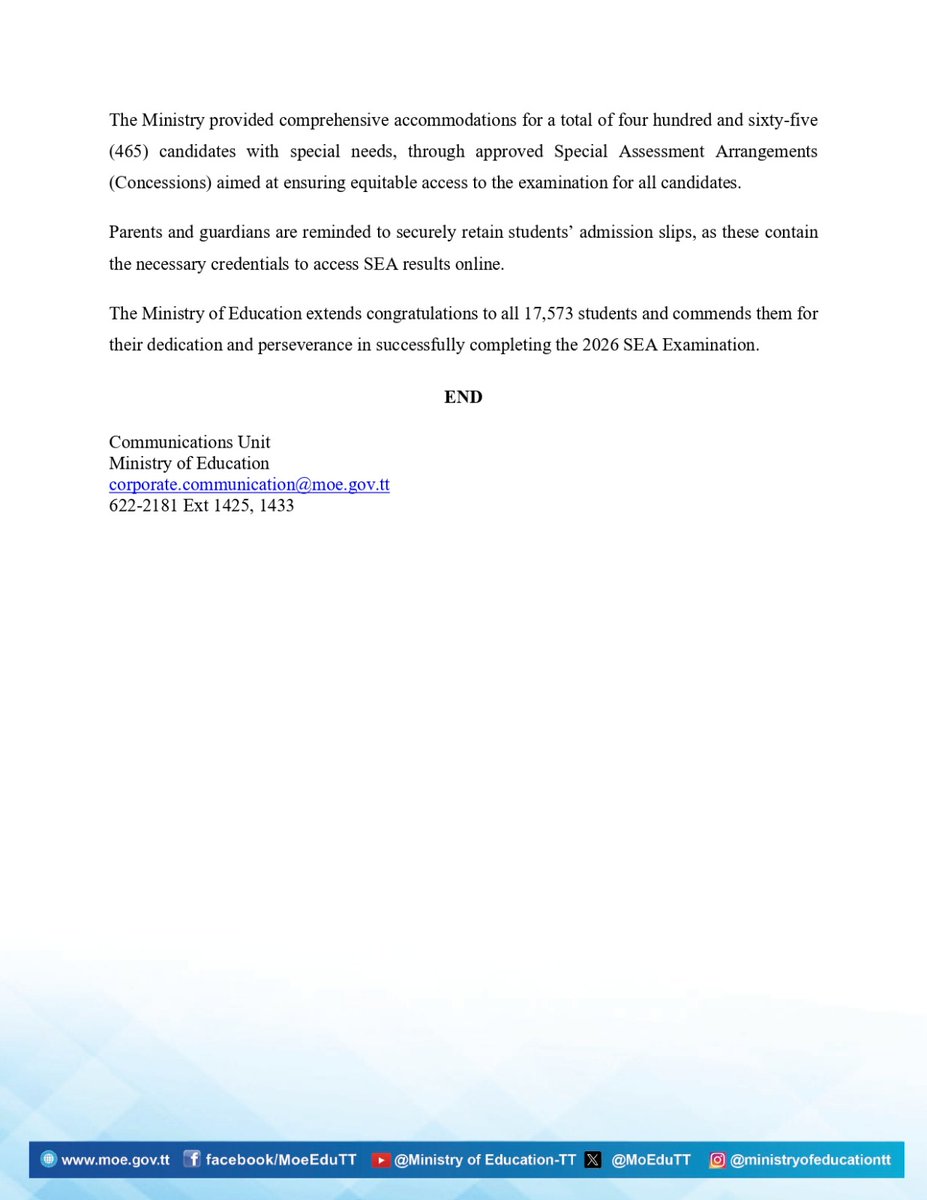 Ministry of Education | Trinidad and Tobago tweet media