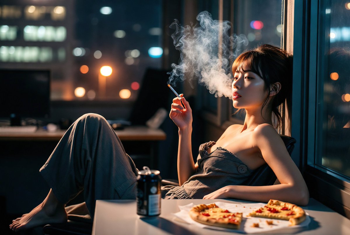 SmokingAiGirls's tweet photo. Friday unwind...
The week is over.
The city glows outside.
Inside, only calm and smoke. 💨🖤
#SmokingGallery #AIart #FridayUnwind https://t.co/mayH2dKO6B