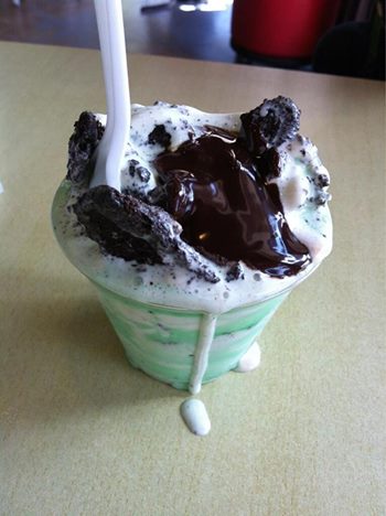 Are you cold and wet at the Cubs game today? Come on over to Scooters for some PISTACHIO custard or a Minty Moore Concrete which we're featuring for just a few more days.