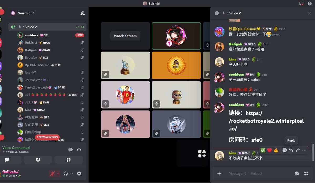 Seismic 中文区第十四届游戏之夜活动! <a href="/SeismicSys/">Seismic</a>
哎呀~ 今天就差一点点就赢了 🥲
so close to win 🎮

主持人 <a href="/jinghuaBTC/">jinghua🍻</a> <a href="/cookiess0329/">Cookies (❖,❖)</a>
协办者 <a href="/dpppps123/">dpppps|Bird🕊️</a> 
艺术支持 <a href="/w1sh1996/">PiPi</a>