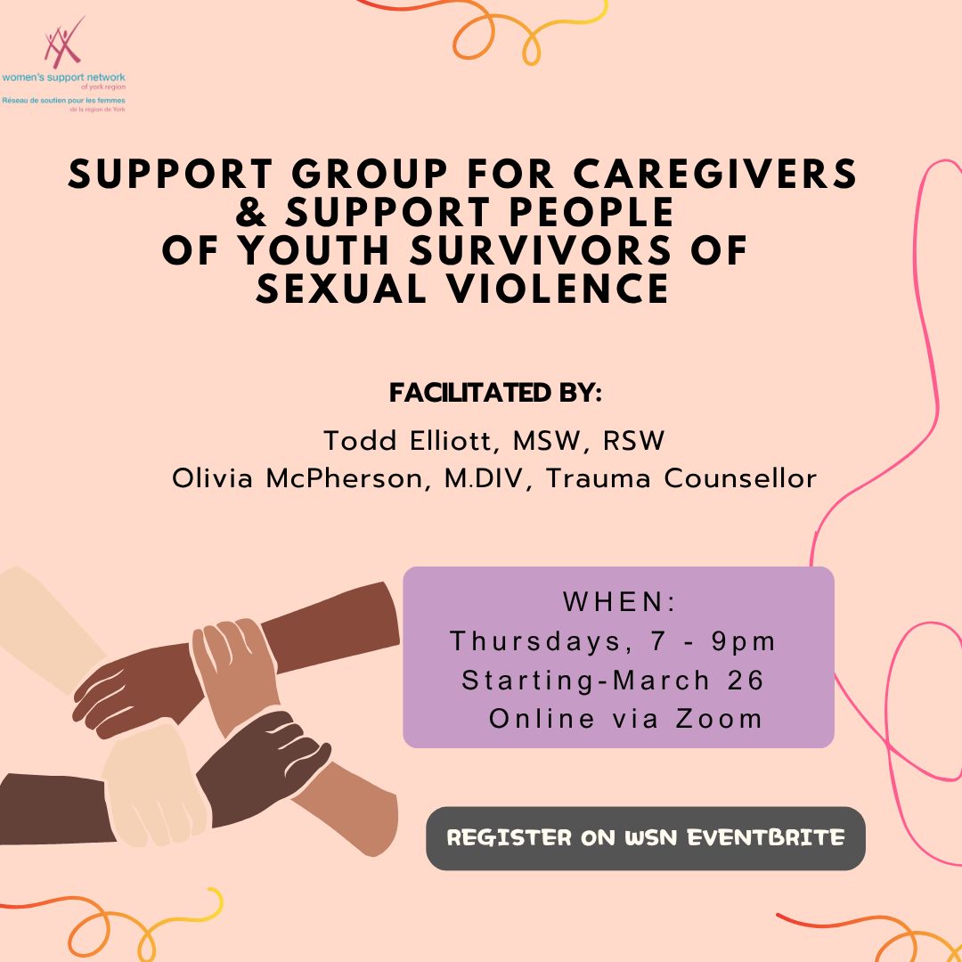 WSNYorkRegion's tweet image. Support Group for Caregivers &amp;amp; Support People of Youth Survivors of Sexual Violence 
#wsn #supportgroup #Survivors #Caregiverprogram #sexualviolence #supporteachother