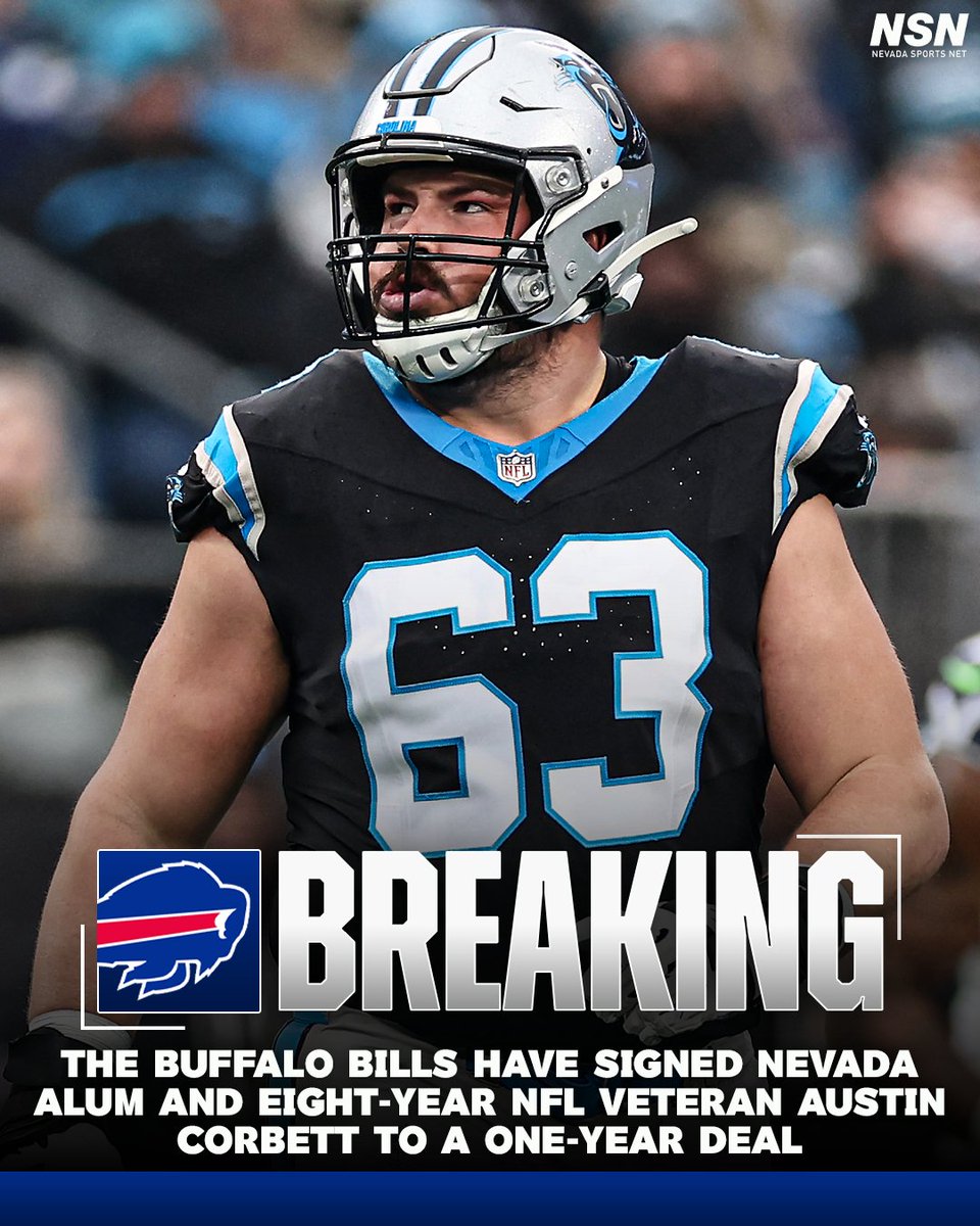 NevadaSportsNet's tweet photo. Austin Corbett has made 78 starts across eight NFL seasons, spending time with the Browns, Rams, and Panthers throughout his career 🏈 https://t.co/d0u8nT8cDT