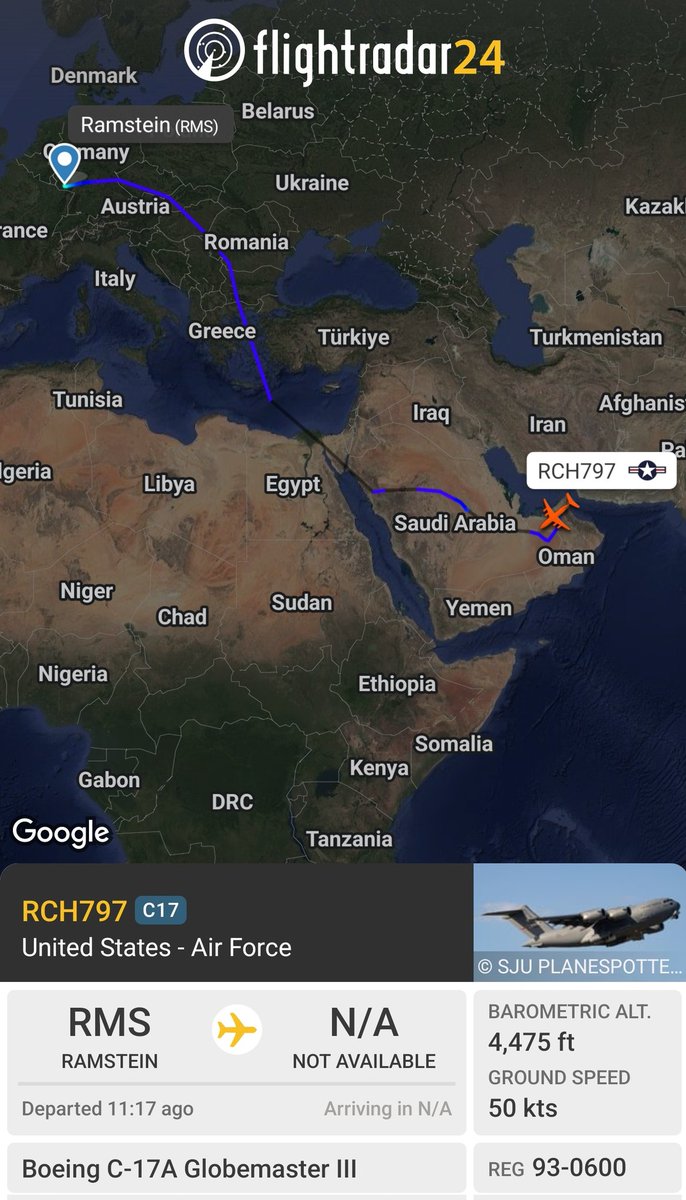 sipjack1776's tweet photo. C-17A Globemaster III πΊπ²
#AE07DA/93-0600/RCH797
Ramstein>Al Dhafra
@Borrowed7Time @stunorth69 https://t.co/1KuF88TWZk