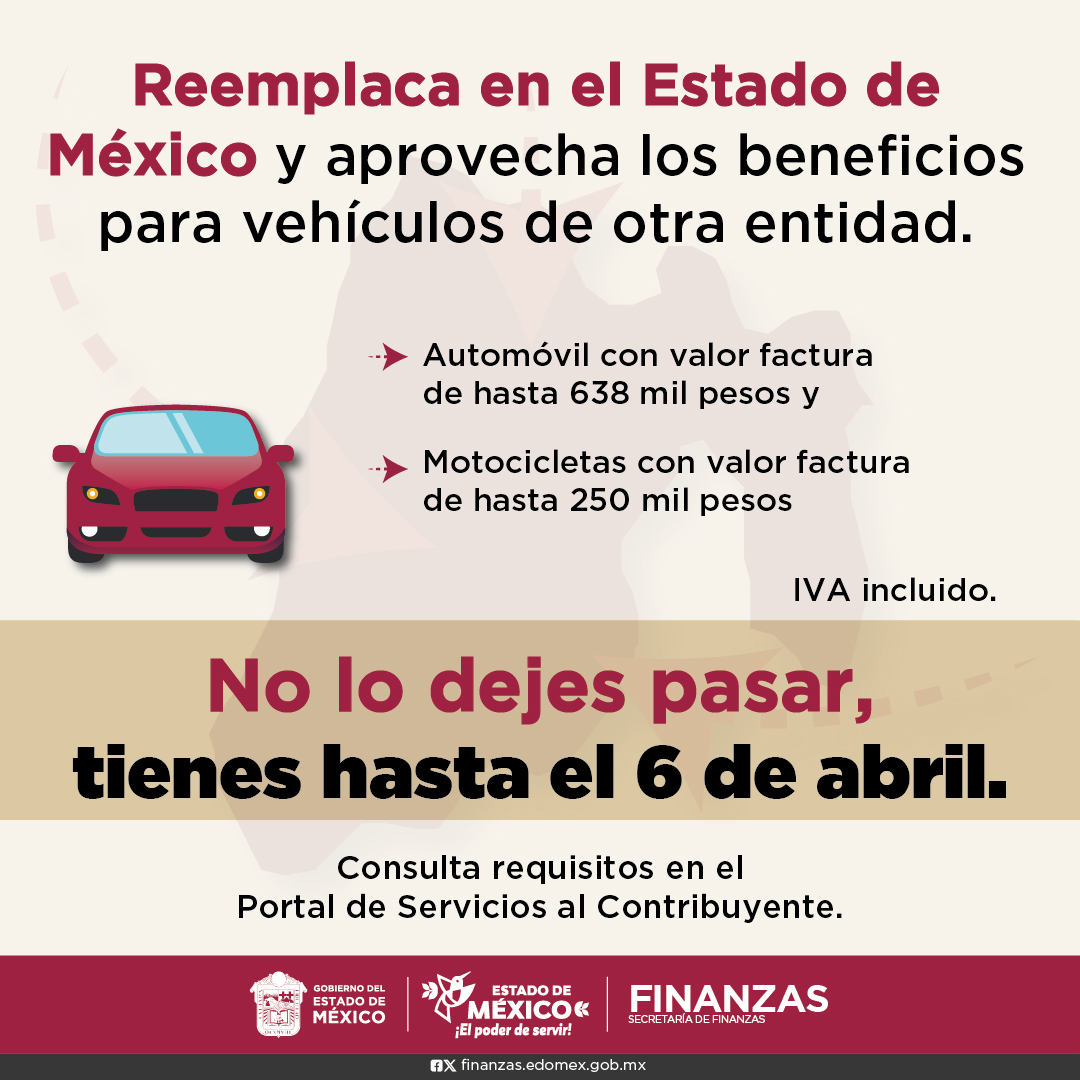 FinanzasEdomex's tweet photo. ¡Que no se te pase! ⏰
Registra tus placas en el #EdoMéx

Ingresa al Portal de Servicios al Contribuyente:
https://t.co/kp0qb7bOGt y realiza tu trámite en línea. 💻✅

O también puedes agendar una cita 🧑 y presentarte con los siguientes requisitos:
https://t.co/eb8PBvqNWY https://t.co/bbVwicRadp