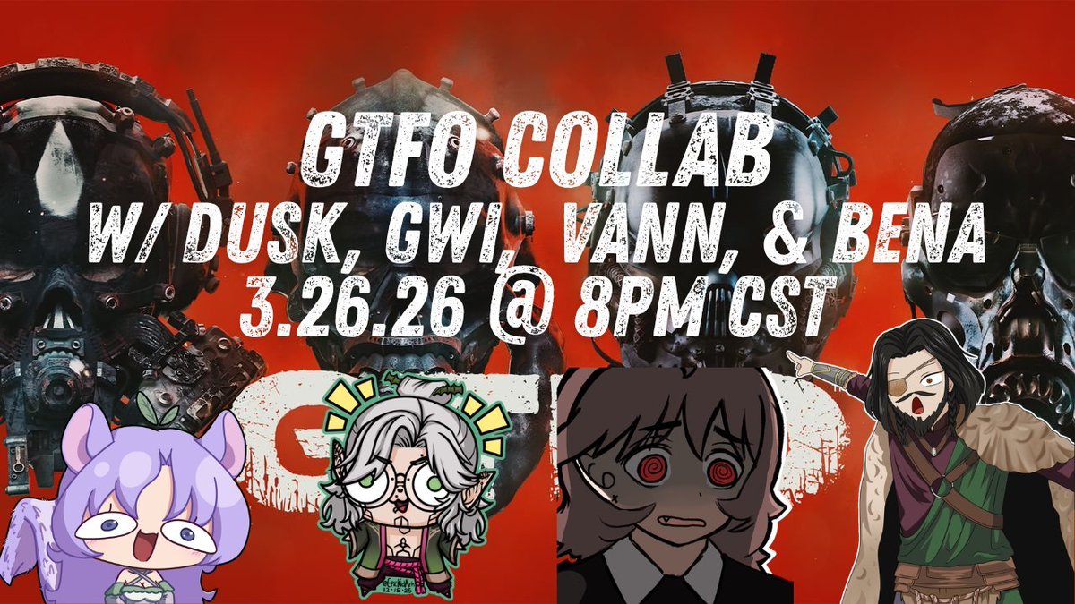 Gwindor_VT's tweet photo. Going live tonight at 9pm EST with @verbenavt_  @DuskStride  and @itsvannpyre  for some zombie time in GTFO, time to get back in it since I haven't played in 4+ years and Bena's a newbie! TIME TO SUFFER https://t.co/9WPghul2gq