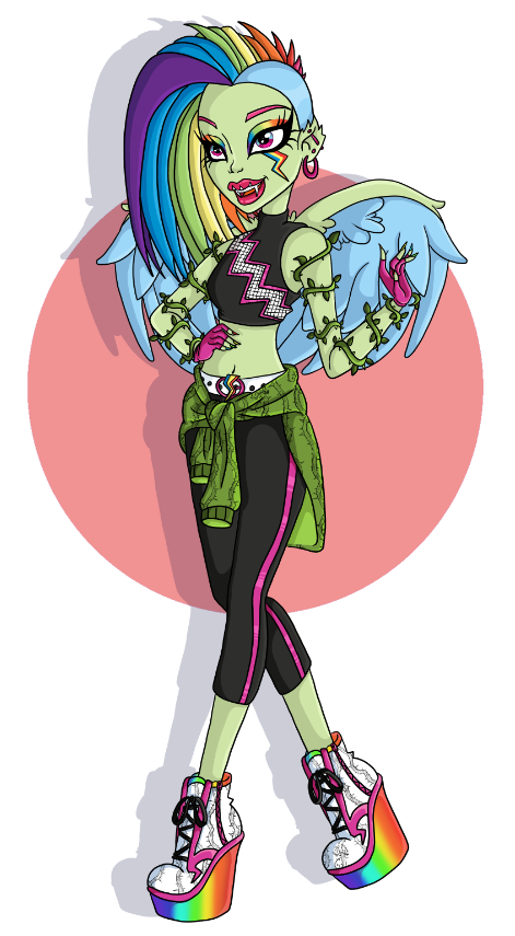 SpiderReaper91's tweet photo. This #freakyfusion is of #RainbowDash from #MLP and #Monsterhigh's #VenusMcflytrap https://t.co/1lSPIFzfRh