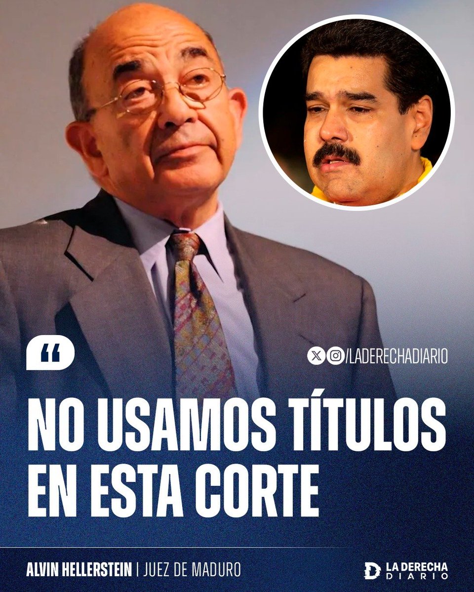 🚨🇺🇸🇻🇪 | BASADO: El juez Alvin Hellerstein, quien está a cargo del juicio por narcoterrorismo contra el exdictador Nicolás Maduro, humilló a su abogado defensor Barry Pollack cuando se refirió a a Cilia Flores como "primera dama".

"En esta corte no usamos títulos".