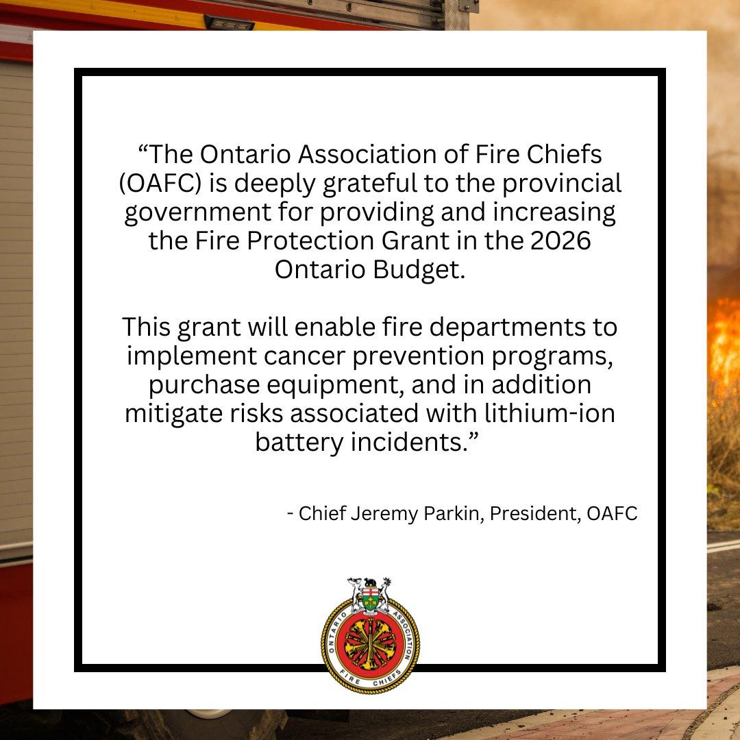 Ontario Association of Fire Chiefs (OAFC) tweet media