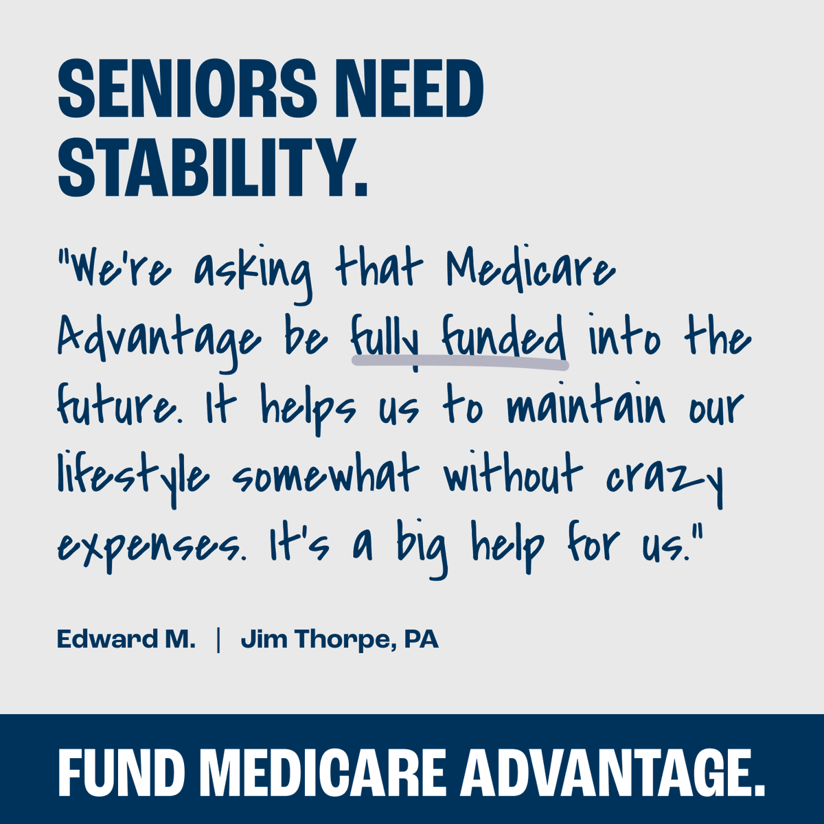 BMAlliance's tweet photo. Seniors on Medicare Advantage spend $3,486 less per year than those on FFS Medicare. Those savings help them enjoy life and prepare for unexpected expenses. Changes in program funding could mean fewer savings for seniors. https://t.co/BZM3YSe1DH