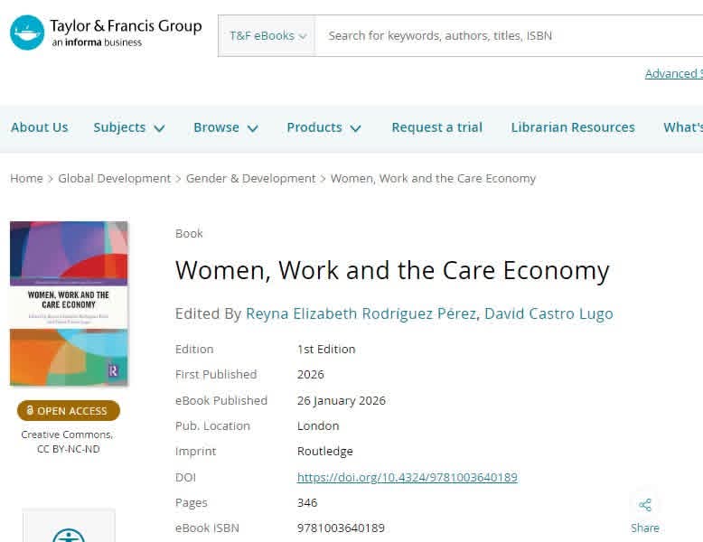 ielde_UNSa's tweet photo. #NuevaPublicación

📖 Desde el día de hoy se encuentra libre de acceso el libro "Women, Work and the Care Economy".
📖 El mismo cuenta con un capítulo escrito por la Dra. Carla Árevalo Wierna denominado "Surfing Child Care. Strategies of Working Mothers".

https://t.co/9sFH7GPJUF https://t.co/JNSSvhS5VN