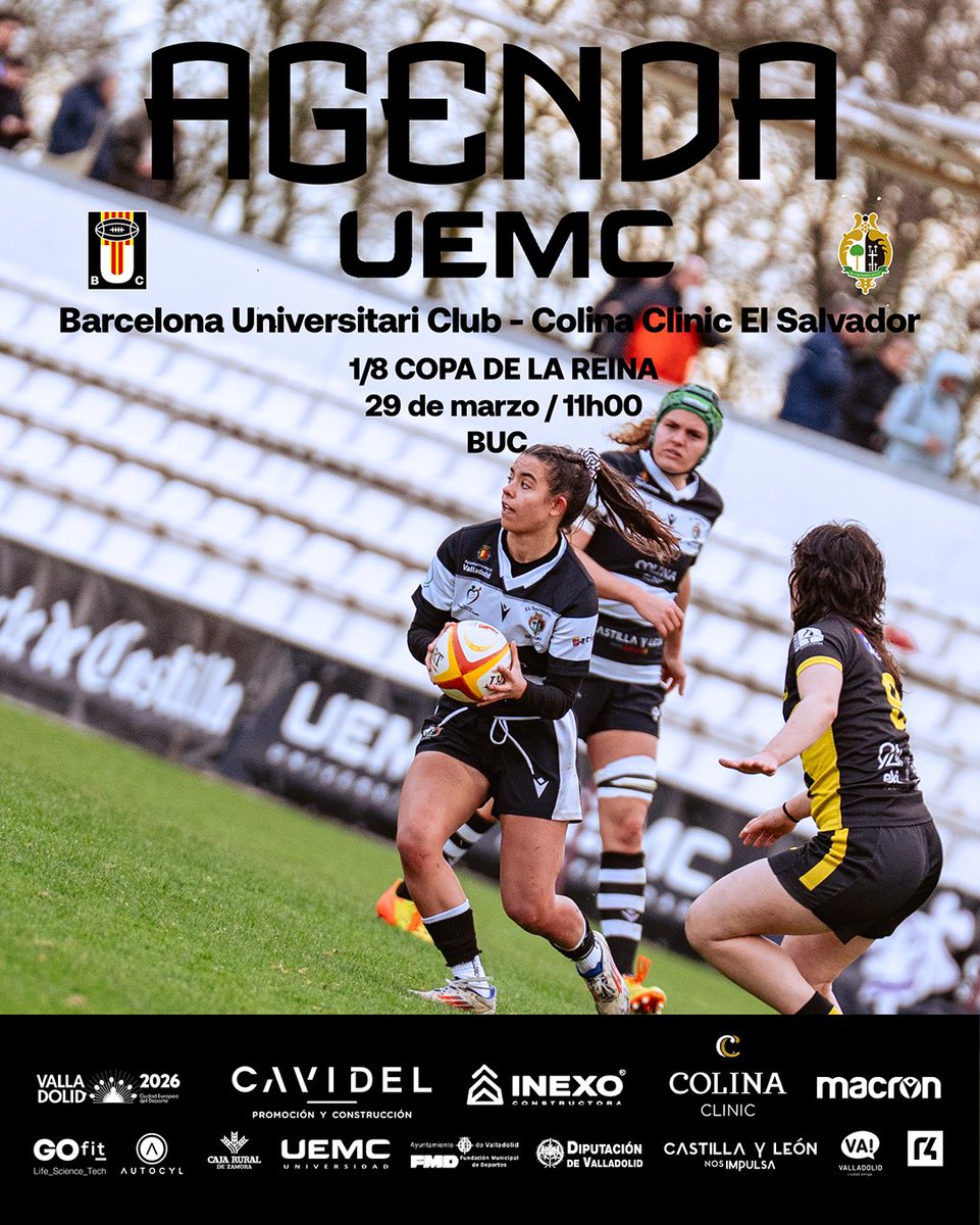 Chami_Rugby's tweet photo. 🔥 Empezamos los 1/8 Final de la Copa de la Reina de nuestras @chamirugbyfem ‼️💪🏻
⚔️ Barcelona Universitari Club
📆 29 de marzo
🕢 11:00
📍BUC
#MuchoChami https://t.co/9M11f0rFnq