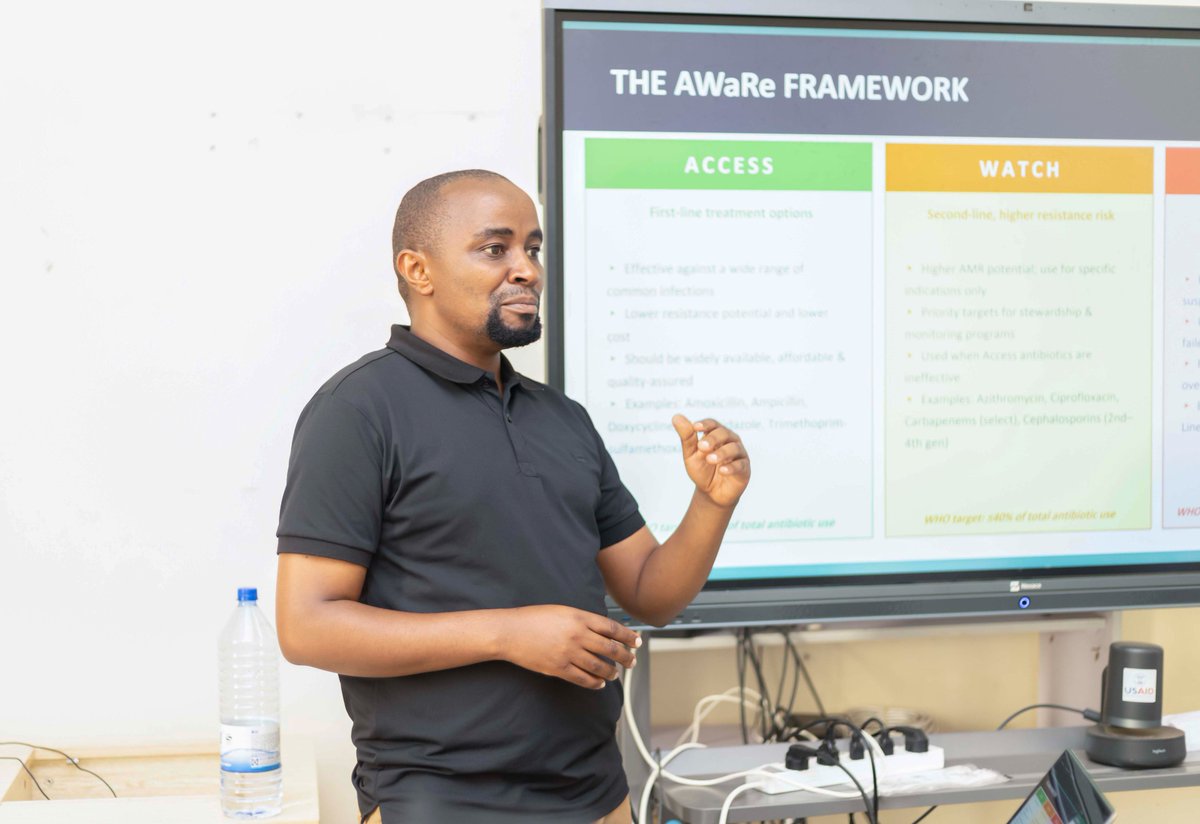 Djibril explained that effective stewardship depends on planning for the availability of sensitive antimicrobials and applying the WHO AWaRe classification to guide rational antibiotic choices in daily practice.