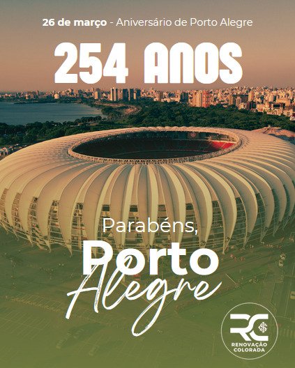 renovcolorada's tweet photo. Parabéns Porto Alegre ,👏🏻 254 Anos.
#renovacaocolorada
#poa
#portoalegre
#poars https://t.co/2MZWE2pPze