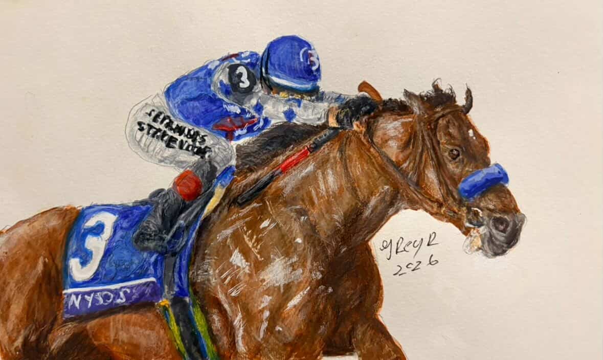 BlooyGar's tweet photo. The Tank. Nysos. @BobBaffert @nonwinnersof2L #ink #copics #watercolor #equineart https://t.co/XUZTStTXG5