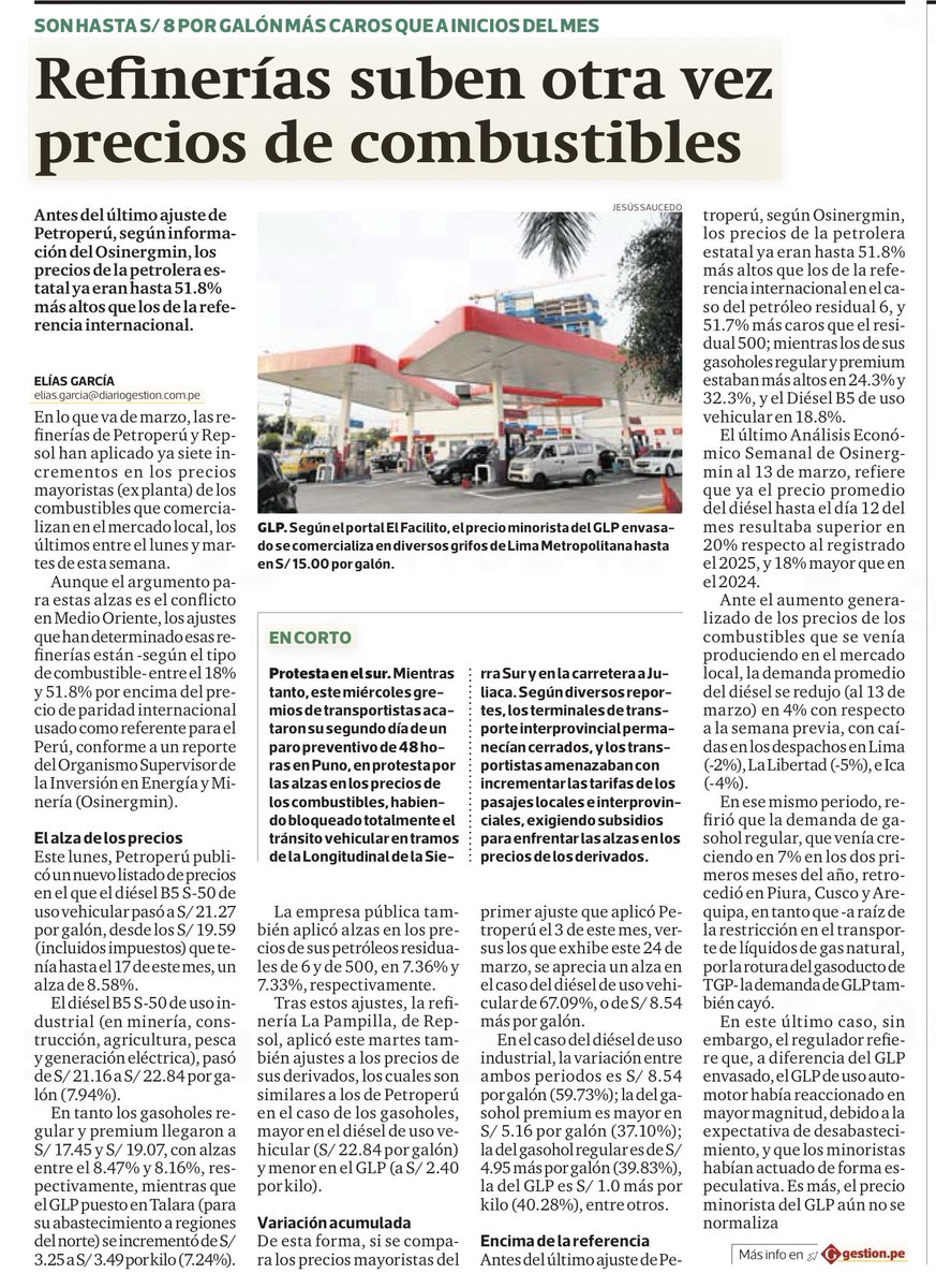 jesusverdeL's tweet image. #PETROPERÚ Y #REPSOL SUBEN LOS PRECIOS DE LOS COMBUSTIBLES POR ENCIMA DE LA REFERENCIA INTERNACIONAL. AMBAS REFINERÍAS ESPECULAN CON EL ARGUMENTO DEL CONFLICTO DE MEDIO ORIENTE Y LUCRAN CON DESCARO.  LA PRIMERA NOS DEBE MILES DE MILLONES DE DÓLARES Y LA SEGUNDA DEBERIA ACORDARSE