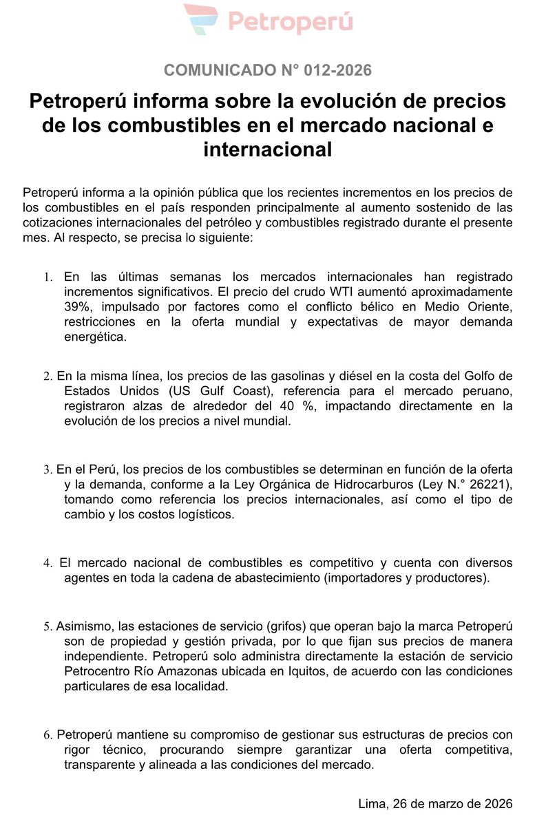 jesusverdeL's tweet image. #PETROPERÚ Y #REPSOL SUBEN LOS PRECIOS DE LOS COMBUSTIBLES POR ENCIMA DE LA REFERENCIA INTERNACIONAL. AMBAS REFINERÍAS ESPECULAN CON EL ARGUMENTO DEL CONFLICTO DE MEDIO ORIENTE Y LUCRAN CON DESCARO.  LA PRIMERA NOS DEBE MILES DE MILLONES DE DÓLARES Y LA SEGUNDA DEBERIA ACORDARSE