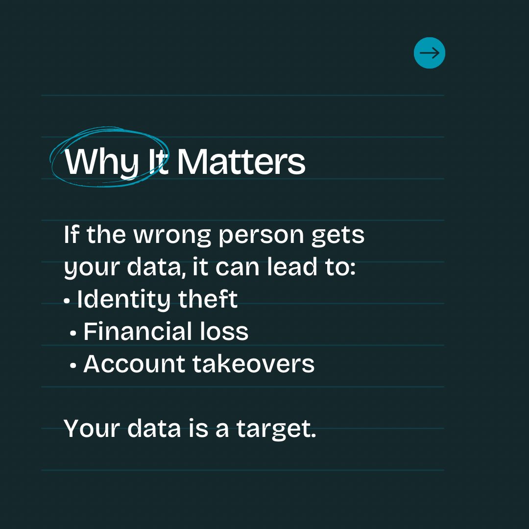 CyberWE_'s tweet photo. In today’s digital world, your personal information is one of your most valuable assets.

From your email address to your banking details, every piece of data you share online can be used—either to empower you or to exploit you.

The difference lies in how well you protect it. https://t.co/gSCM0Un7TR