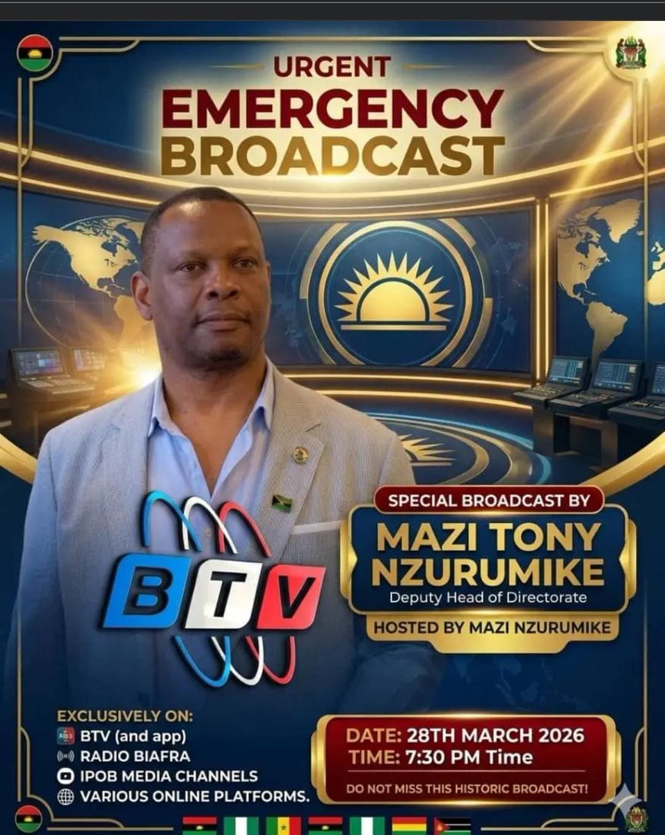 ObiManager's tweet image. Tune in
#biafra #mergency #broadcast