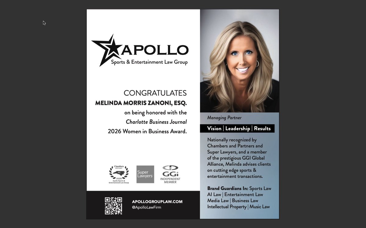 ApolloLawFirm's tweet photo. Tonight, we’re honored to celebrate @MelindaMorrisZ  at the @CBJnewsroom 2026  Women in Business Awards. We’re also thrilled  to celebrate Donna Julian of @spectrumcenter for the @hornets, as she receives the Lifetime Achievement Award tonight. 
https://t.co/DhlZqVc4lH
⭐️🏆 https://t.co/RVM8fVVud5