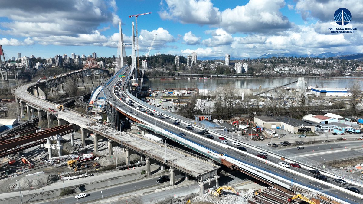 pattulloproject's tweet photo. Deconstruction of the Pattullo Bridge’s south approach is underway in @CityofSurrey. 

 Crews are using heaving equipment to deconstruct this part of the bridge, starting with the bridge deck, followed by girders and columns.

Learn more: https://t.co/632PwhHvmM https://t.co/6yyjlkbRhI