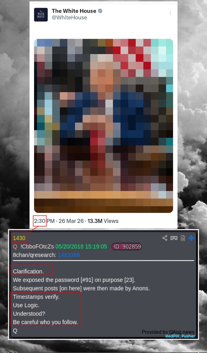 Redpill_Pusher's tweet photo. Confused by the pixelated picture? A higher resolution brings clarity.
Q4352 also seems to do just that...just like the recent thread from .@AlexisWilkins regarding the #FlynnNetwork did...and chatter indicates she's over the 🎯
Timestamps verify.
Be careful who you follow. https://t.co/K9qC8om4Tm