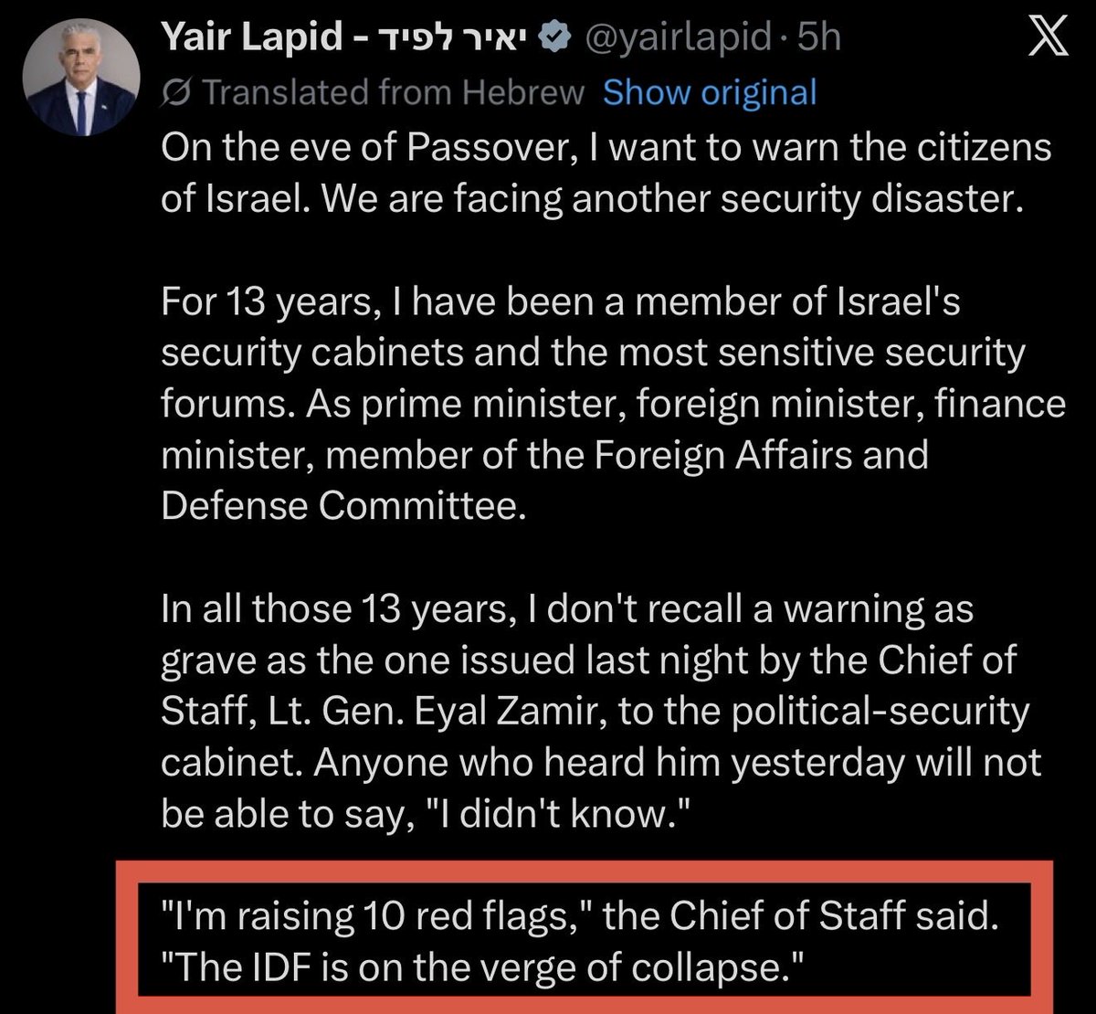 The IDF is on the verge of collapse.