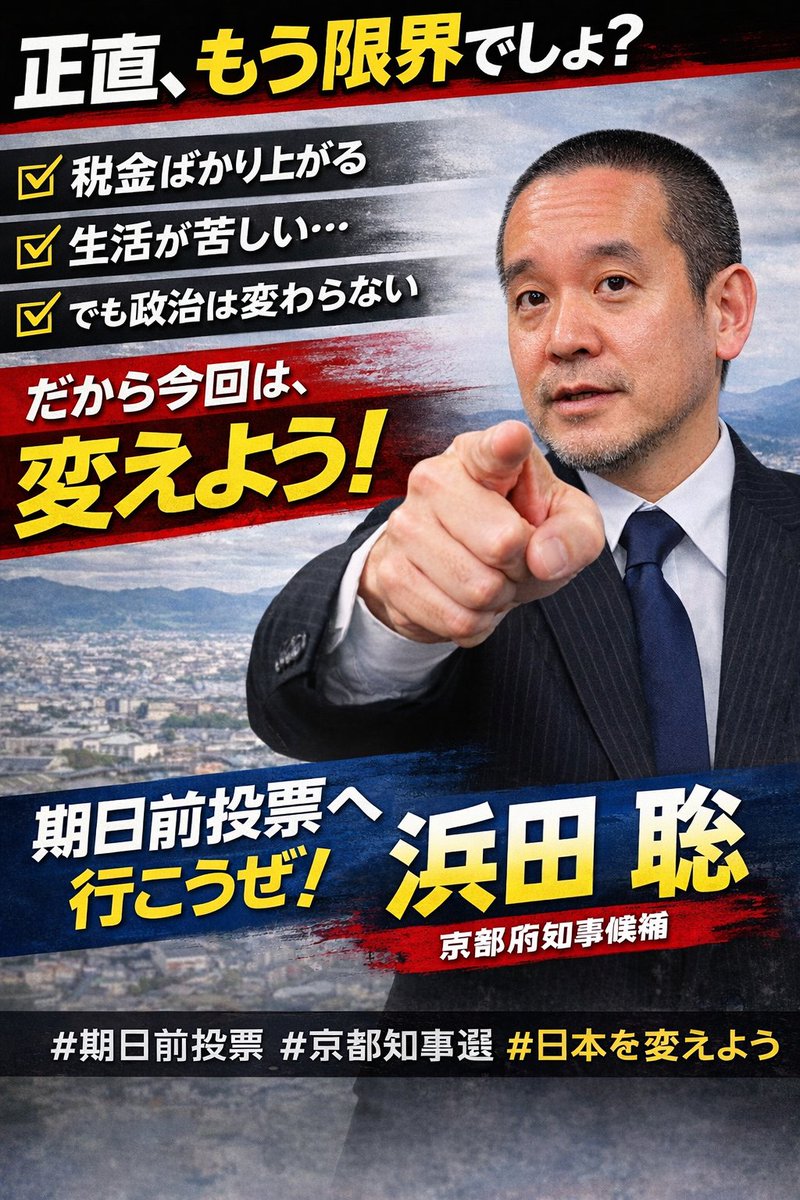 もう決めた。

今回は

👉浜田聡 に入れる。

#期日前投票