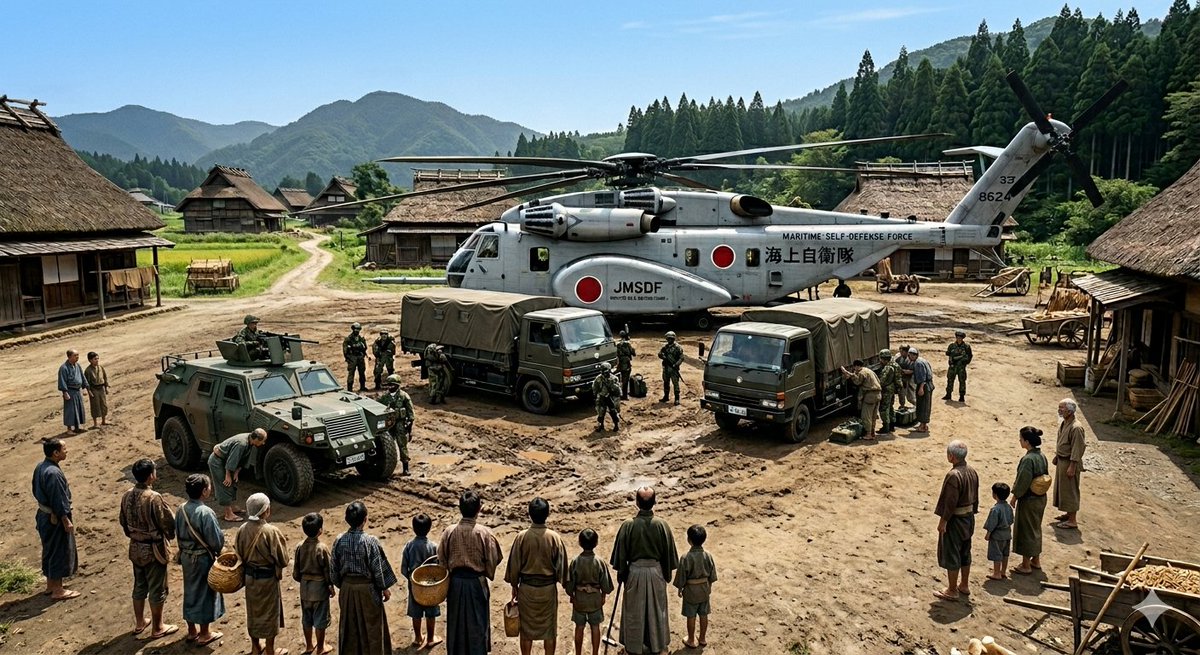 昭和/平成/令和とバラバラの時代からタイムスリップしてきた自衛隊
こういうのもアリなのかなと