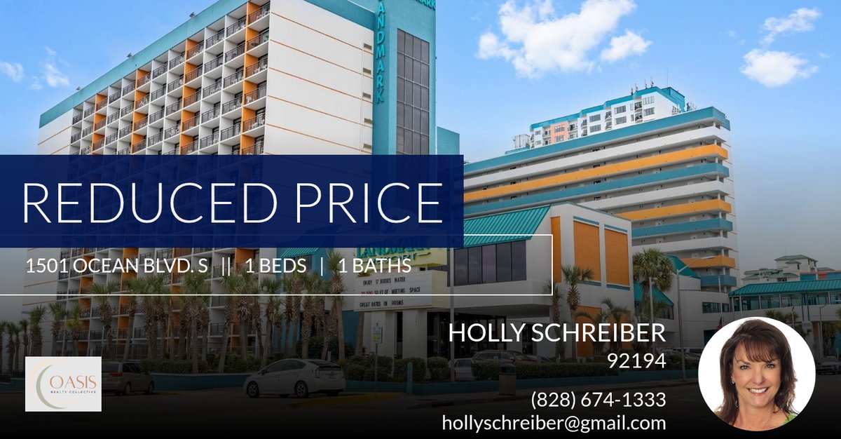 MoveMyrtleBeach's tweet photo. 📍 Reduced Price 📍 This recently reduced home at 1501 Ocean Blvd. S 950 in Myrtle Beach won't last long, so, don't wait to set up a showing! Reach out here or at (828) 674-1333 for more information! https://t.co/YiAMaGhQxK https://t.co/PPKFKzCDRM