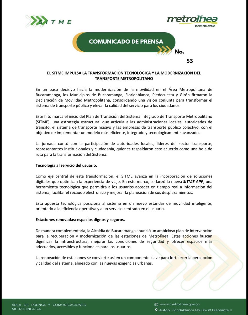 Metrolínea - SITME tweet media