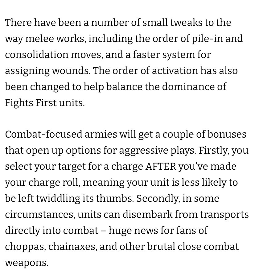 Me reafirmo en mi comentario de finales de 9a: GW tiene serios problemas para crear una fase de combate en la que intervengan ambos jugadores en igualdad. Cargarse la Iniciativa fue un desastre para mi gusto y el juego sigue consistiendo en ver como te pasan por encima.