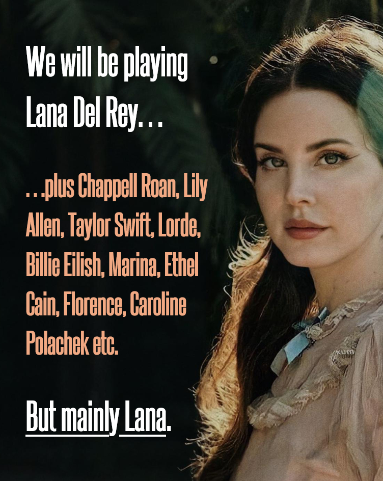 PopCuriousClub's tweet photo. Lana Del Gay is back at @TheWhiteSwanBar in Limehouse, London on Saturday 18th April!

Expect lots of Lana, plus complementary other sad gurl bops from the likes of Lily Allen, Taylor Swift, Chappell Roan, Lorde + more.

Free Lana pop star face masks for early attendees! https://t.co/UYa3PEVHAn