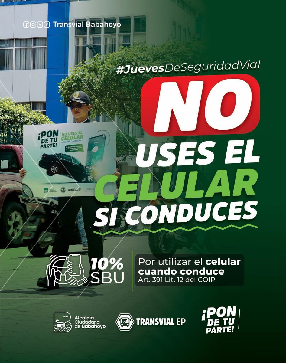transvialep's tweet photo. Nuestra campaña de educación vial sigue presente en las vías de #Babahoyo, concienciando a los conductores 🚘sobre la importancia de una conducción segura.
Evita distracciones, tu vida y la de los demás está en tus manos.
#MovilidadCiudadanaResponsable
#TransvialEp https://t.co/N4q6FQ6xSN