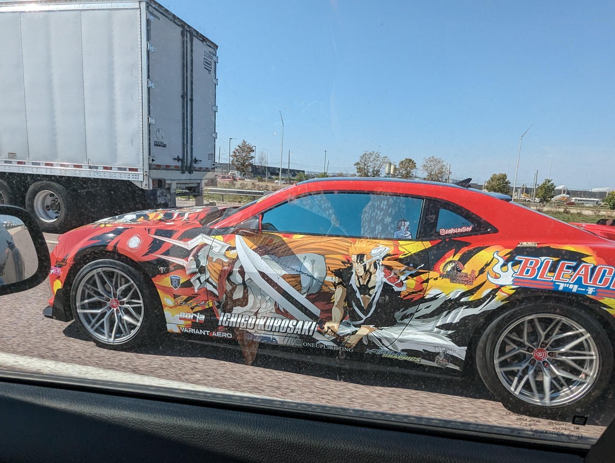 buriednumber1's tweet photo. You can't make this up I was on the highway and saw a Ichigo wrapped Camaro 😂 https://t.co/qT5IbpijTr