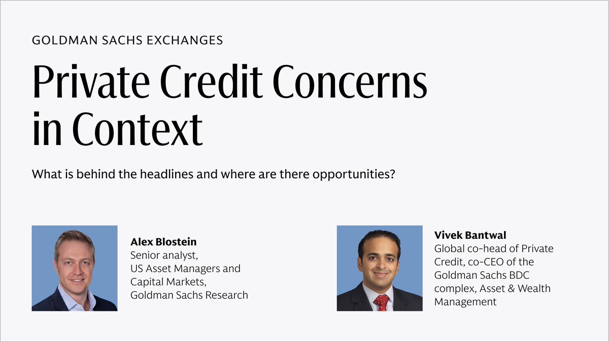 GoldmanSachs's tweet photo. While there have been recent concerns around direct lending, other parts of the private credit space could see a boost in activity. Alex Blostein, senior analyst in Goldman Sachs Research, discusses on Exchanges: https://t.co/204ftP6EMc https://t.co/Q89VSx1OAZ