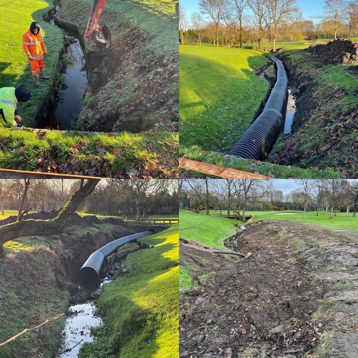 brianpadistaff's tweet photo. Fantastic work by @hookes @kenston2000 and all the staff @DentonGolfClub to bring to life a project first dreamt about 15 years ago culverting the 7th hole stream. A bit to go yet but the dream is alive. https://t.co/HoSTqONsO5