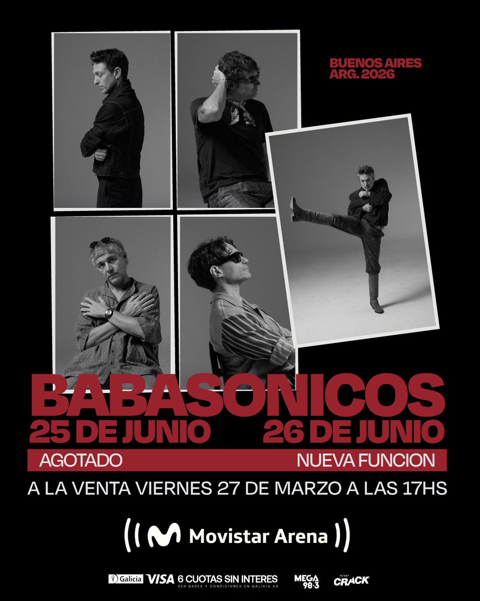 babasonicos's tweet photo. MOVISTAR ARENA

AGOTADO 25.06

NUEVA FUNCIÓN 26.06
A la venta a partir del viernes 27.03 a las 17hs. https://t.co/rSuPvto3JG