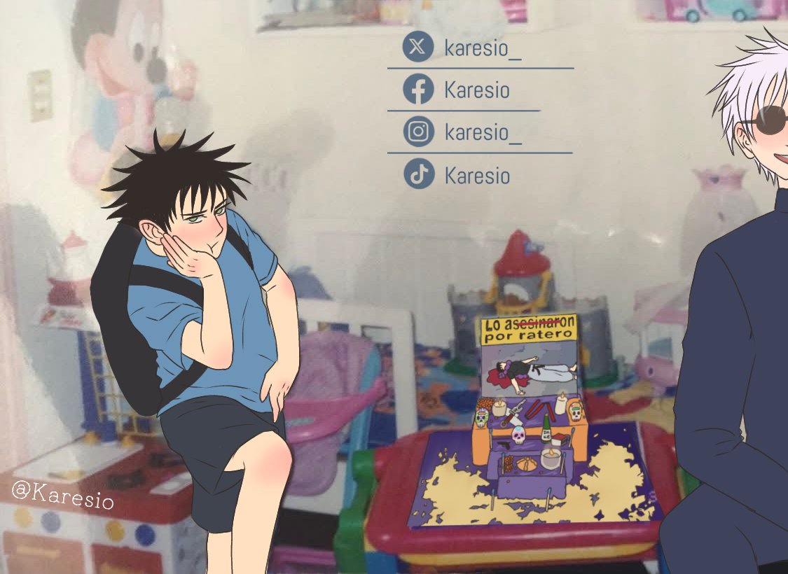 CURI KAISEN
‘’Los niños tienen que llevar un altar de mu£rtos  el fin de semana’’

-Mi papá siendo padre soltero en corto:

(Tuvo que sacar al Megumin del kinder pq la maestra le quiso echar a los de protección infantil jajsjajja)

#Gojo #Toji #MegumiFushiguro #JujutsuKaisen #JJK