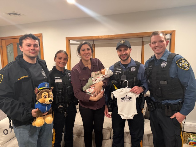 On 3-20-26, Wayne Police Officers Amundson, Sole, Struble and Kirby responded to a residence and helped deliver a baby! They were aided by the WFAS and paramedics from Saint Joseph's. Baby Theo is doing well and parents Dana and Craig Murphy are grateful for the response by WPD!