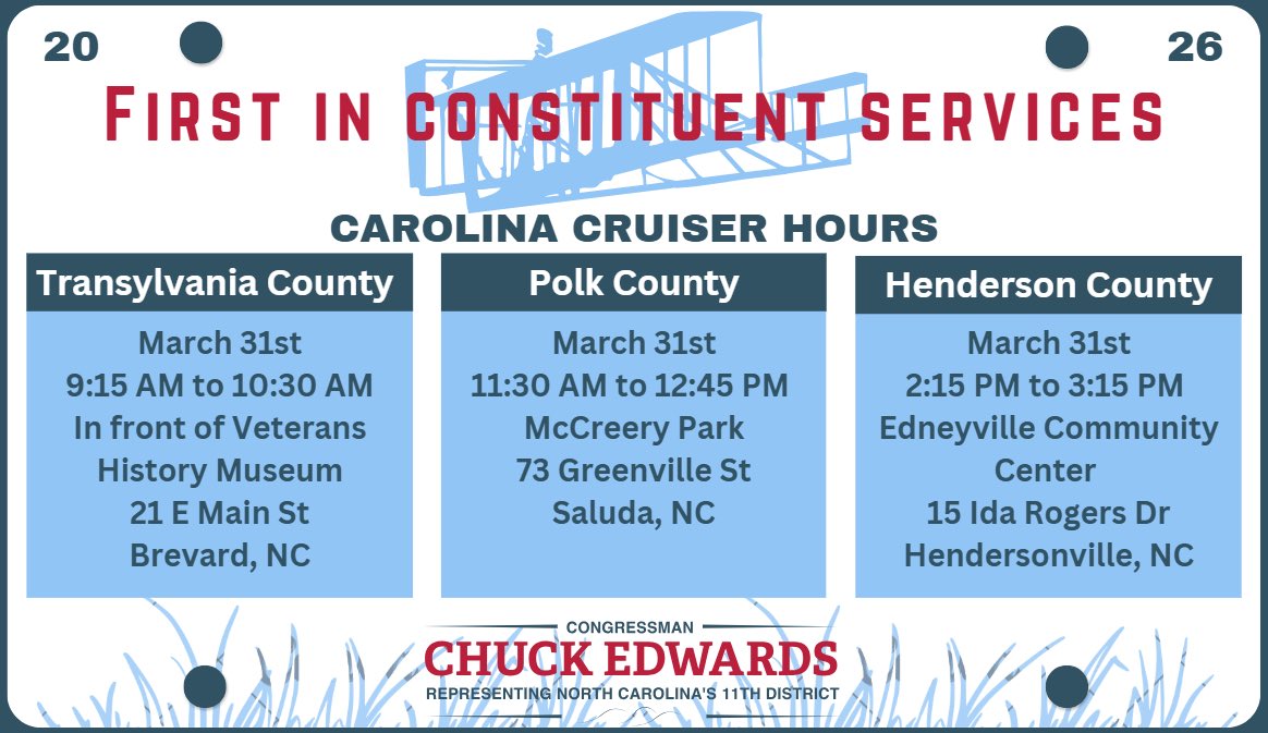 CruisingNC11's tweet photo. New mobile office hours below   
📝Stop by to ask questions about Hurricane Helene recovery and receive assistance with federal agencies including FEMA    
📷 Visit https://t.co/pGe1lVchmq for more information https://t.co/y1qaIsHdQf