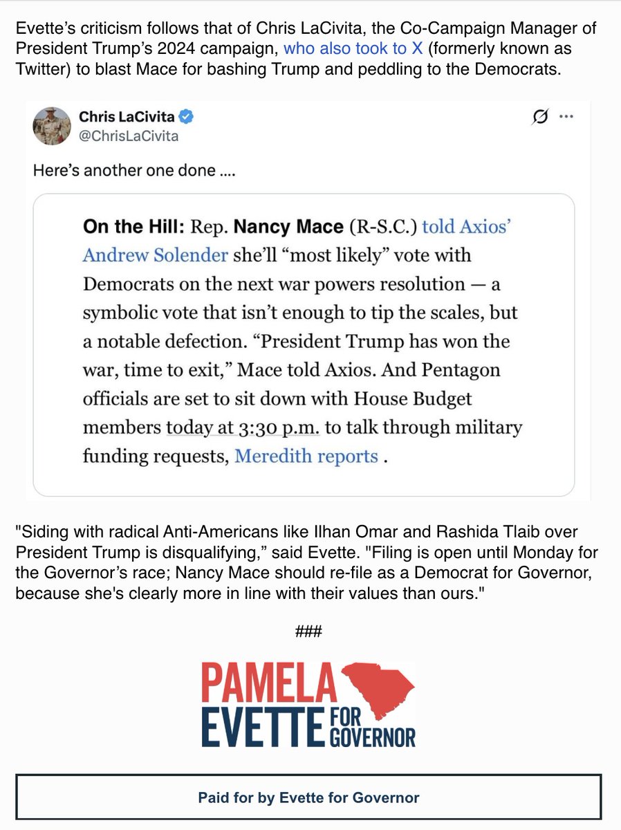 Lt. Gov. Pamela Evette tweet media