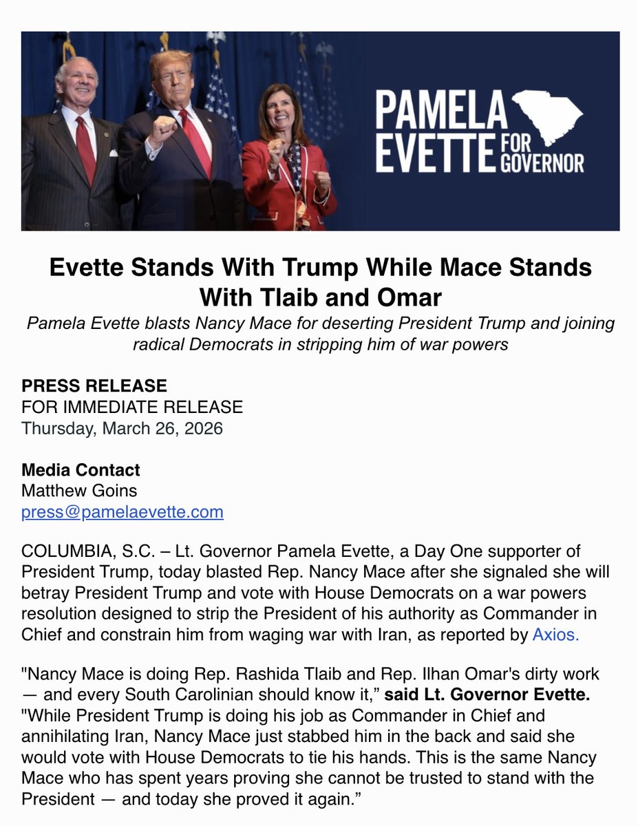 Lt. Gov. Pamela Evette tweet media