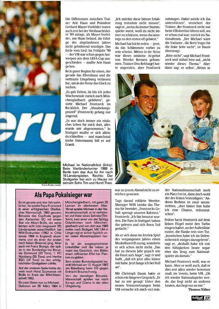 kicker_fuma's tweet photo. "Michael Frontzeck - Frontzeck zieht's wieder an die Front"
(Aus: Fuma Februar 1991)
#frontzeck #bmg #vfb #vfl1846 #scf #mancity #botd #happybirthday https://t.co/2WeJPJHw8L