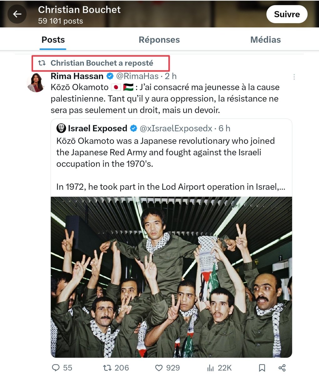 Evyange's tweet photo. @RimaHas La "résistance", ce n'est pas aller mitrailler des civils dans un aéroport.
Ça, c'est du TERRORISME.
Mais vous aimez bien les terroristes, n'est-ce pas @RimaHas ?
Ceci dit, on voit ici encore la #ConvergenceDesExtrêmes gauche et droite...
Alors, merci pour ça.
#FIFHaine https://t.co/mtUIDXqLOw