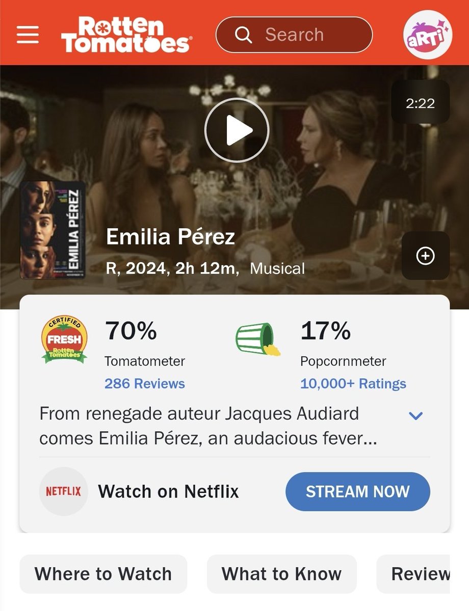 E temos Emília Pérez como prova viva disso... ROTTEN TOMATOES NÃO SE DEVE LEVAR A SÉRIO!!!!