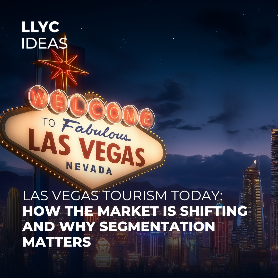 LLYC_US's tweet photo. Las Vegas tourism has changed, so we went looking for the why🎲. In this new #LLYCIDEAS article, we unpack the shift from “something for everyone” to a market built premium experiences. Growth now is about winning the right visitor with the right offer 🔗 https://t.co/XGepG83r4R https://t.co/y3wscmJzUc