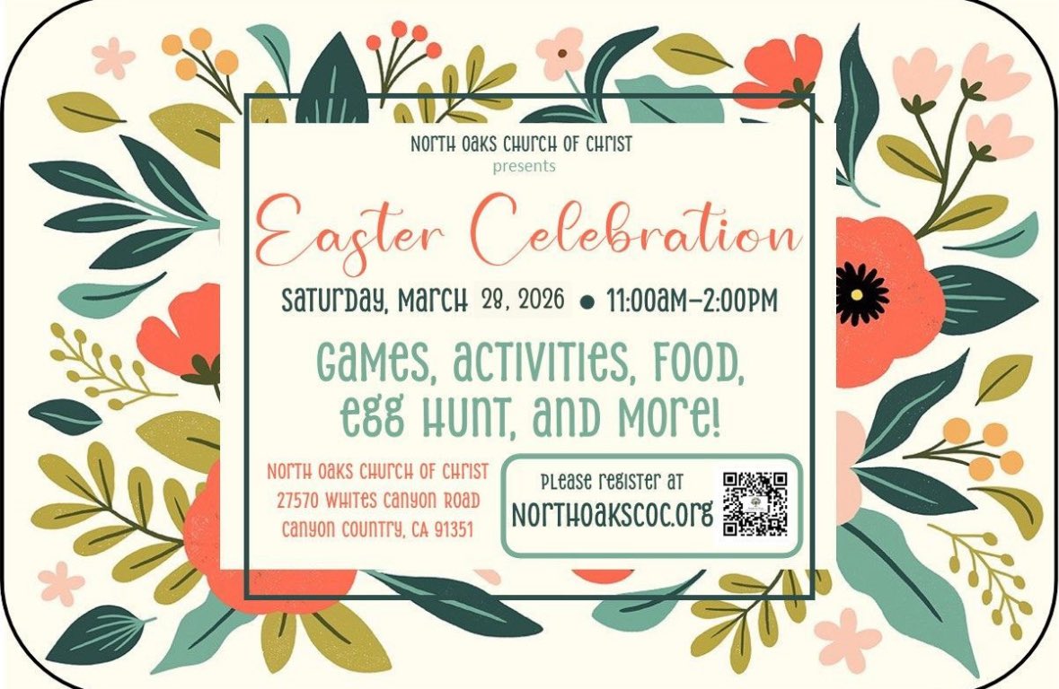 northoakscoc's tweet photo. This Saturday.
Weβd love for you to be part of it.
Community. Connection. A place to belong.
π Santa Clarita
#northoakscoc #eastercelebration #funandgames #scveaster #communityevents https://t.co/pUtL1uBsSL