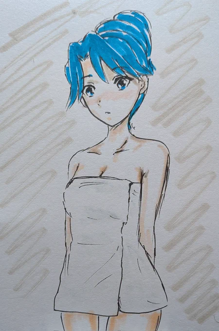 #ゴープリ10周年なので海藤みなみさん3733枚描いてお祝い (1538.1539.1540) 寝起き5分ドロ×3、風呂の日の余韻らくがき。